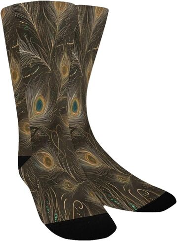 جوارب المشي لمسافات طويلة بطبعة طاووس فنية ليلية - جوارب شتوية حرارية سميكة دافئة للأولاد والبنات الصغار للمدرسة، والارتداء اليومي والأنشطة الخارجية in Kuwait