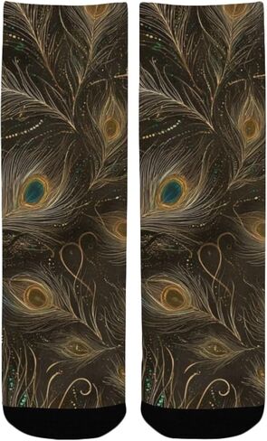 جوارب المشي لمسافات طويلة بطبعة طاووس فنية ليلية - جوارب شتوية حرارية سميكة دافئة للأولاد والبنات الصغار للمدرسة، والارتداء اليومي والأنشطة الخارجية in Kuwait