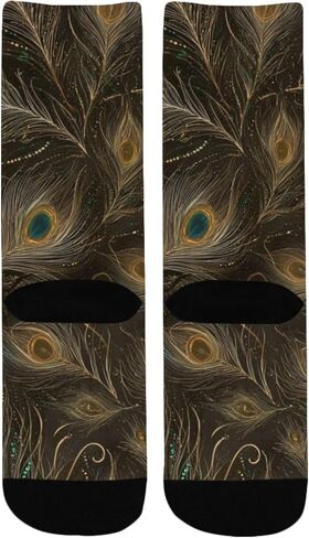 جوارب المشي لمسافات طويلة بطبعة طاووس فنية ليلية - جوارب شتوية حرارية سميكة دافئة للأولاد والبنات الصغار للمدرسة، والارتداء اليومي والأنشطة الخارجية in Kuwait