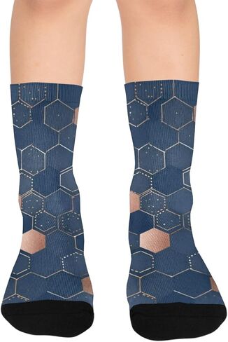 جوارب Geo Hex Print للمشي لمسافات طويلة - جوارب شتوية حرارية سميكة دافئة للأطفال الصغار للأولاد والبنات للمدرسة، والارتداء اليومي والأنشطة الخارجية in Kuwait