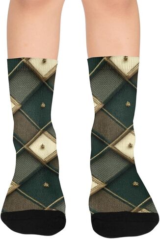 جوارب زمردية منقوشة للتنزه سيرًا على الأقدام - جوارب شتوية حرارية سميكة دافئة للأولاد والبنات الصغار للمدرسة، والارتداء اليومي والأنشطة الخارجية in Kuwait