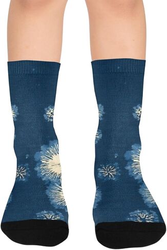 جوارب Indigo Burst Art باللون الأزرق للمشي لمسافات طويلة - جوارب شتوية حرارية سميكة دافئة للأولاد والبنات للمدرسة، والارتداء اليومي والأنشطة الخارجية in Kuwait