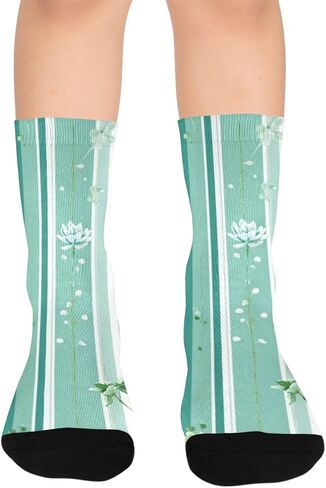 جوارب لطيفة منقوشة على شكل زهرة للمشي لمسافات طويلة - جوارب شتوية حرارية سميكة دافئة للأولاد والبنات للمدرسة، والارتداء اليومي والأنشطة الخارجية in Kuwait