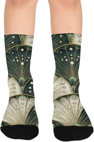 جوارب المشي لمسافات طويلة باللون الأخضر من Art Deco Fan - جوارب شتوية حرارية سميكة دافئة للأطفال الصغار للأولاد والبنات للمدرسة، والارتداء اليومي والأنشطة الخارجية in Kuwait