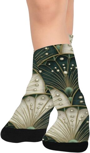 جوارب المشي لمسافات طويلة باللون الأخضر من Art Deco Fan - جوارب شتوية حرارية سميكة دافئة للأطفال الصغار للأولاد والبنات للمدرسة، والارتداء اليومي والأنشطة الخارجية in Kuwait