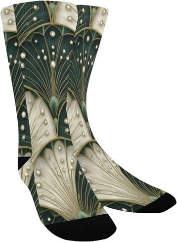 جوارب المشي لمسافات طويلة باللون الأخضر من Art Deco Fan - جوارب شتوية حرارية سميكة دافئة للأطفال الصغار للأولاد والبنات للمدرسة، والارتداء اليومي والأنشطة الخارجية in Kuwait