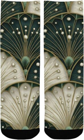 جوارب المشي لمسافات طويلة باللون الأخضر من Art Deco Fan - جوارب شتوية حرارية سميكة دافئة للأطفال الصغار للأولاد والبنات للمدرسة، والارتداء اليومي والأنشطة الخارجية in Kuwait