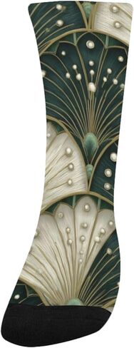 جوارب المشي لمسافات طويلة باللون الأخضر من Art Deco Fan - جوارب شتوية حرارية سميكة دافئة للأطفال الصغار للأولاد والبنات للمدرسة، والارتداء اليومي والأنشطة الخارجية in Kuwait