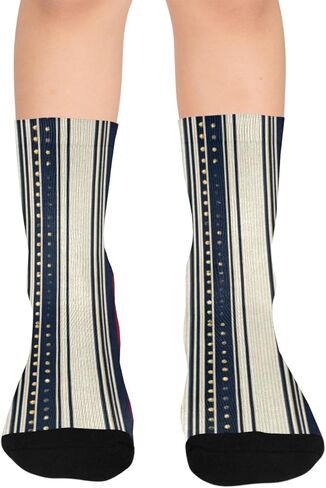 جوارب المشي لمسافات طويلة بطباعة مخططة من التراث - جوارب شتوية حرارية سميكة دافئة للأولاد والبنات الصغار للمدرسة، والارتداء اليومي والأنشطة الخارجية in Kuwait