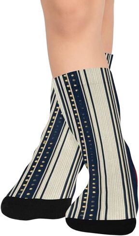 جوارب المشي لمسافات طويلة بطباعة مخططة من التراث - جوارب شتوية حرارية سميكة دافئة للأولاد والبنات الصغار للمدرسة، والارتداء اليومي والأنشطة الخارجية in Kuwait