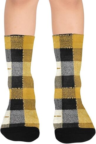 جوارب Harvest Check Print للمشي لمسافات طويلة - جوارب شتوية حرارية سميكة دافئة للأولاد والبنات الصغار للمدرسة، والارتداء اليومي والأنشطة الخارجية in Kuwait