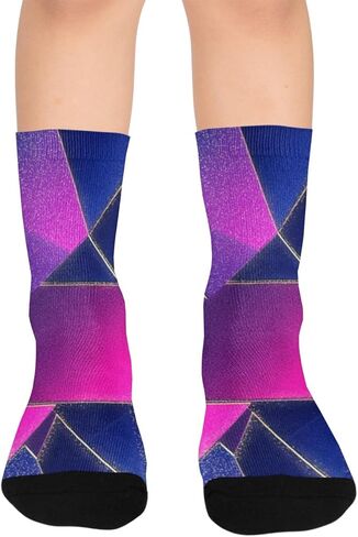 جوارب المشي لمسافات طويلة باللون الوردي بطباعة نيون جيو - جوارب شتوية حرارية سميكة دافئة للأطفال الصغار للأولاد والبنات للمدرسة، والارتداء اليومي والأنشطة الخارجية in Kuwait