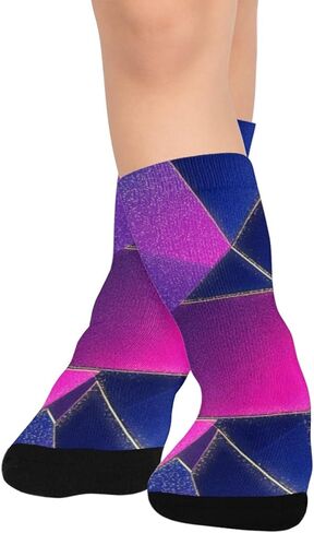 جوارب المشي لمسافات طويلة باللون الوردي بطباعة نيون جيو - جوارب شتوية حرارية سميكة دافئة للأطفال الصغار للأولاد والبنات للمدرسة، والارتداء اليومي والأنشطة الخارجية in Kuwait