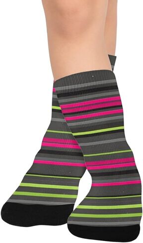 جوارب للمشي لمسافات طويلة مطبوعة مخططة باللون الأسود - جوارب شتوية حرارية سميكة دافئة للأولاد والبنات للمدرسة، والارتداء اليومي والأنشطة الخارجية in Kuwait