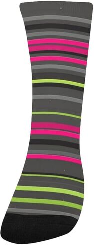 جوارب للمشي لمسافات طويلة مطبوعة مخططة باللون الأسود - جوارب شتوية حرارية سميكة دافئة للأولاد والبنات للمدرسة، والارتداء اليومي والأنشطة الخارجية in Kuwait