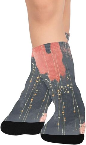 جوارب المشي لمسافات طويلة بطبعة تجريدية من أحمر الخدود - جوارب شتوية حرارية سميكة دافئة للأطفال الصغار للأولاد والبنات للمدرسة، والارتداء اليومي والأنشطة الخارجية in Kuwait