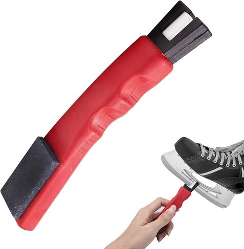 مبراة شفرات التزلج على الجليد، حجر مبراة حافة التزلج على الجليد مع حواف سوداء على الوجهين، أداة شحذ شفرات التزلج على الجليد السيراميكية المحمولة لزلاجات الهوكي in Kuwait