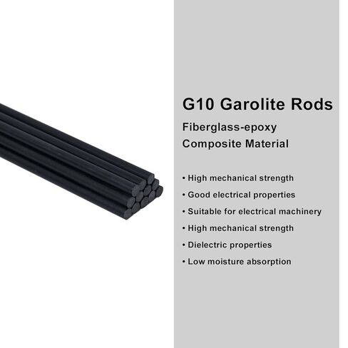 عصا سوداء من مادة الألياف الزجاجية مقاس 1/4 بوصة Garolite G10 بطول 12 بوصة، عبوة من 12 قطعة in Kuwait