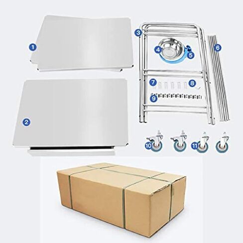 عربة طبية عربة مختبر من الفولاذ المقاوم للصدأ معدات المستشفيات الطبية عربة تقديم محمولة بعجلات - 2/3 طبقات، درج كبير، 3 طبقات - 61 × 41 × 91 سم، كولي in Kuwait