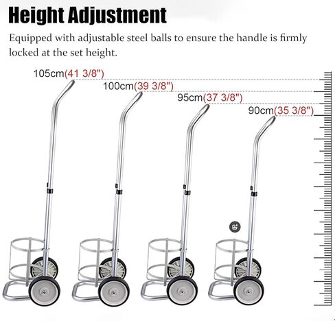 Oxygen Cylinder Rack 2 Wheels Oxygen Storage Rack Cart, Aluminum Alloy Gas Cylinder Holder for Laboratory Home, Adjustable Height Rolling Oxygen Tank Dolly(Diameter 16.8cm(6 5/8")) in Saudi Arabia