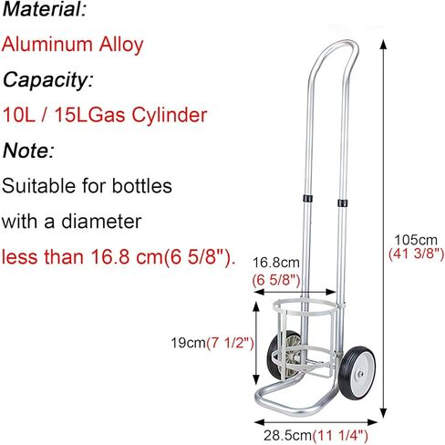 Oxygen Cylinder Rack 2 Wheels Oxygen Storage Rack Cart, Aluminum Alloy Gas Cylinder Holder for Laboratory Home, Adjustable Height Rolling Oxygen Tank Dolly(Diameter 16.8cm(6 5/8")) in Saudi Arabia