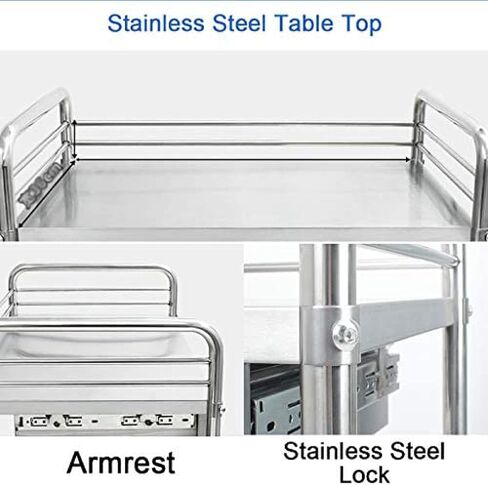 عربة طبية عربة مختبر الأسنان عربة مختبر من الفولاذ المقاوم للصدأ معدات المستشفيات الطبية عربة خدمة محمولة بعجلات - 2/3 طبقات، بدون درج، 3 طبقات - 81 × 50 × 91 سم، جامع in Kuwait