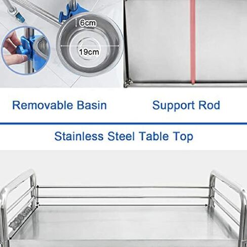Medical Trolley Cart Dental Lab Cart Stainless Steel Lab Trolley Medical Hospital Equipment Portable Serving Trolley with Wheels - 2/3 Layers,Large Drawer,3 Layer-69x46x91cm,Collector88 in Kuwait