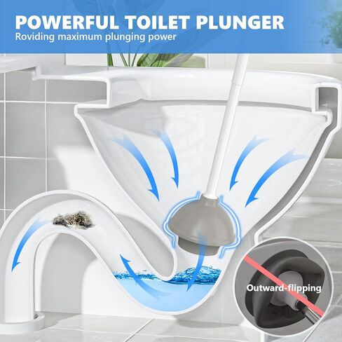 Toilet Plunger with Holder, 2 Pack Plungers for Bathroom Heavy Duty for 5.7-inch Toilet Drain, Toilet Plunger and Holder Combo for Bathroom Cleaning(White) in Kuwait