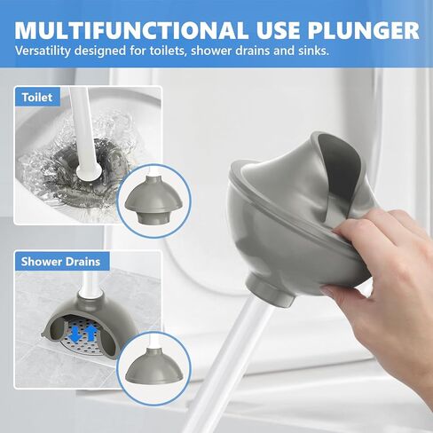 Toilet Plunger with Holder, 2 Pack Plungers for Bathroom Heavy Duty for 5.7-inch Toilet Drain, Toilet Plunger and Holder Combo for Bathroom Cleaning(White) in Kuwait