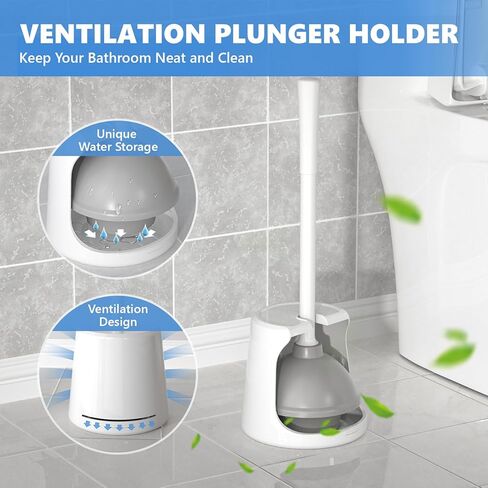 Toilet Plunger with Holder, 2 Pack Plungers for Bathroom Heavy Duty for 5.7-inch Toilet Drain, Toilet Plunger and Holder Combo for Bathroom Cleaning(White) in Kuwait