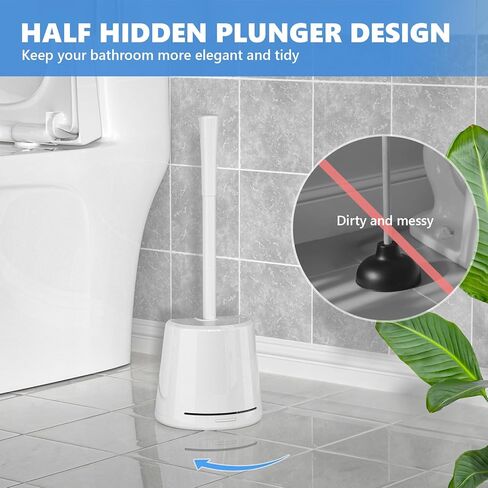 Toilet Plunger with Holder, 2 Pack Plungers for Bathroom Heavy Duty for 5.7-inch Toilet Drain, Toilet Plunger and Holder Combo for Bathroom Cleaning(White) in Kuwait