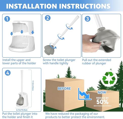 Toilet Plunger with Holder, 2 Pack Plungers for Bathroom Heavy Duty for 5.7-inch Toilet Drain, Toilet Plunger and Holder Combo for Bathroom Cleaning(White) in Kuwait