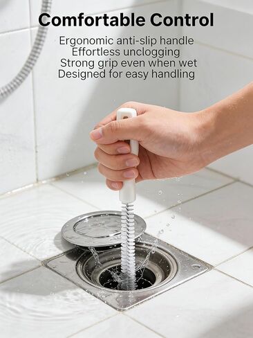 Drain Cleaning Brush, 2-Pack Flexible Pipe Cleaner Tool for Sink Shower and Bathtub Drain, Long Hair and Debris Remover Snake with Handle and Hook, Reusable Clog Removal Accessory in Saudi Arabia