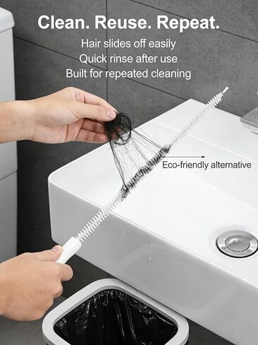 Drain Cleaning Brush, 2-Pack Flexible Pipe Cleaner Tool for Sink Shower and Bathtub Drain, Long Hair and Debris Remover Snake with Handle and Hook, Reusable Clog Removal Accessory in Saudi Arabia