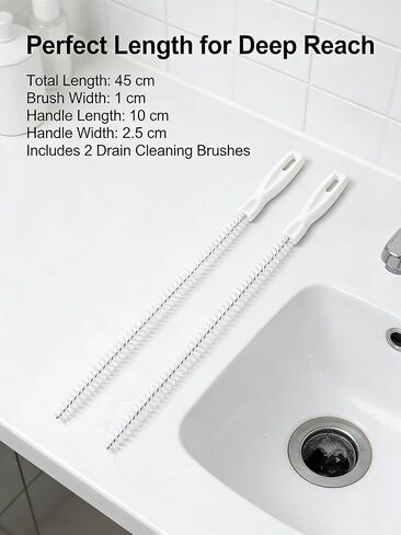 Drain Cleaning Brush, 2-Pack Flexible Pipe Cleaner Tool for Sink Shower and Bathtub Drain, Long Hair and Debris Remover Snake with Handle and Hook, Reusable Clog Removal Accessory in Saudi Arabia