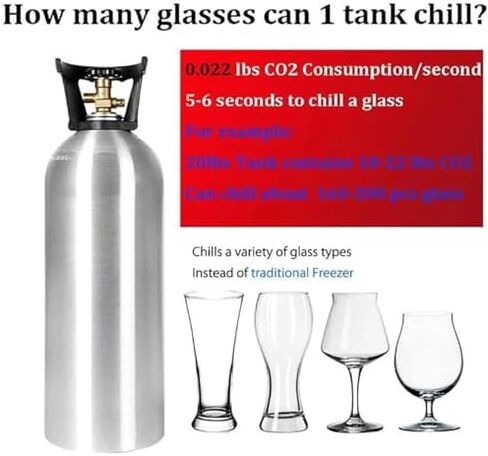 مبرد زجاجي فروستر - مبرد زجاجي ثاني أكسيد الكربون فوري سعة 6 أكواب للنبيذ والبيرة والكوكتيل والشمبانيا والمشروبات المختلطة والعصير - مثالي لسقاة المنزل in Kuwait