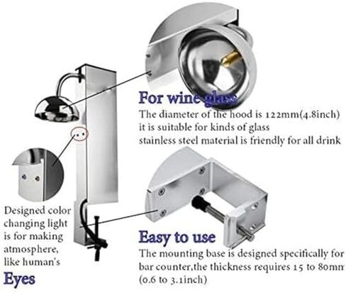 مبرد زجاجي فروستر - مبرد زجاجي ثاني أكسيد الكربون فوري سعة 6 أكواب للنبيذ والبيرة والكوكتيل والشمبانيا والمشروبات المختلطة والعصير - مثالي لسقاة المنزل in Kuwait