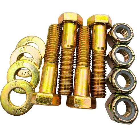مسامير من الدرجة 8 مقاس 1/2 بوصة - 13 × 2-1/4 بوصة (4 عبوات) - مسامير سداسية شديدة التحمل مع غسالات مسطحة وصواميل قفل من النايلون - مسامير خشنة عالية القوة SAE مضادة للاهتزاز مقاس 2.25 بوصة للسيارات والآلات والبناء in Saudi Arabia