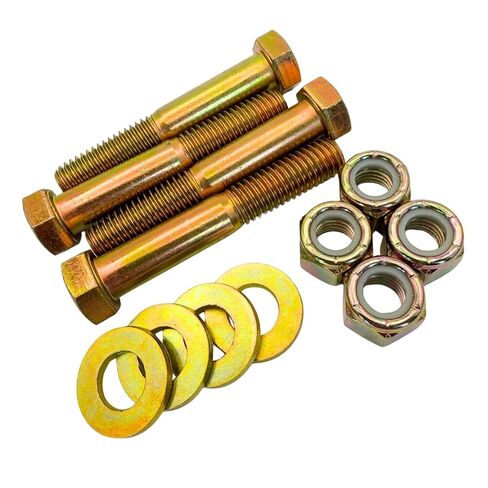 1/2"-13 x 3 Grade 8 Hex Bolts (4-Pack) with Flat Washers & Nylon Lock Nuts – SAE J429 Coarse Thread Heavy-Duty Bolts for Automotive, Machinery & Construction 3.0" in Saudi Arabia