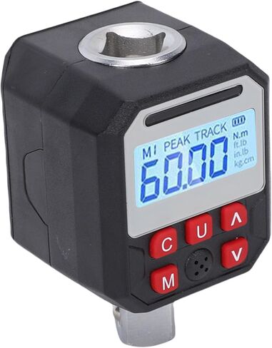 Digital Torsion Wrench Adapter, 1/2in Drive with 9 Preset Groups Data Storage Digital Display Torsion Meter, Prompt Notification for Over Torquing Prevention in Saudi Arabia