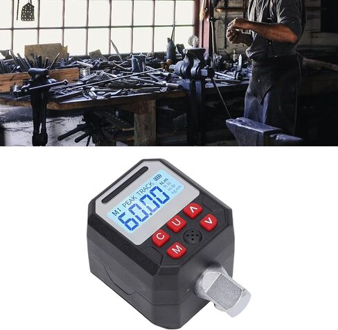 Digital Torsion Wrench Adapter, 1/2in Drive with 9 Preset Groups Data Storage Digital Display Torsion Meter, Prompt Notification for Over Torquing Prevention in Saudi Arabia