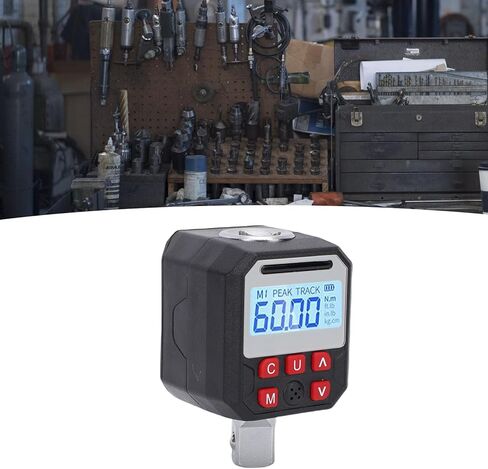 Digital Torsion Wrench Adapter, 1/2in Drive with 9 Preset Groups Data Storage Digital Display Torsion Meter, Prompt Notification for Over Torquing Prevention in Saudi Arabia