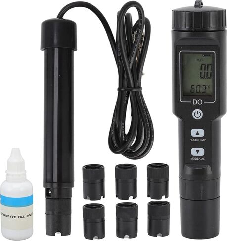 Dissolved Oxygen Meter Accurate Detachable Probe Digital Screen Display for Aquarium Experiment Research, Water Test Kit for Freshwater Aquaculture and Laboratory Use (Without Backlit) in Saudi Arabia