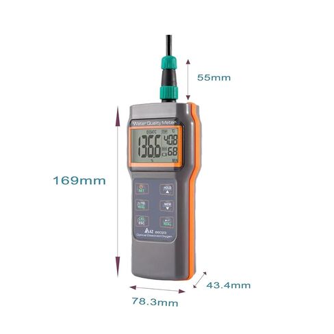 AZ86023 جهاز قياس الأوكسجين المذاب البصري، جهاز قياس جودة المياه، جهاز قياس درجة الحرارة مع مسبار بصري فلورسنت، درجة الحرارة التلقائية، الملوحة اليدوية وتعويض الضغط الجوي in Kuwait
