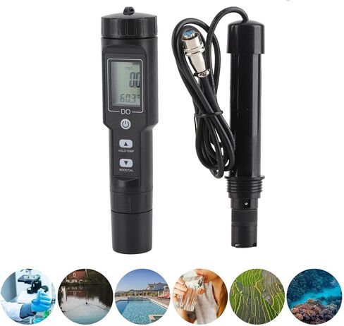 Dissolved Oxygen Meter Accurate Detachable Probe Digital Screen Display for Aquarium Experiment Research, Water Test Kit for Freshwater Aquaculture and Laboratory Use (with Backlit) in Saudi Arabia