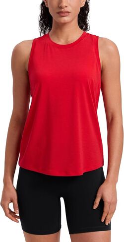 CRZ YOGA Quick Dry Racerback Tank Tops for Women Hip Length - Workout Athletic Running Gym Sleeveless Shirts Crewneck in Saudi Arabia