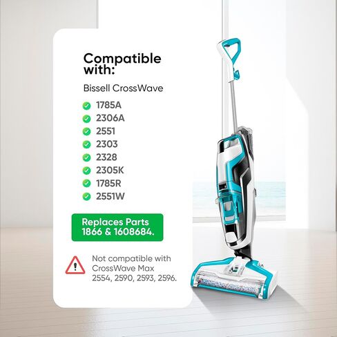 1866 Replacement Filter for Bissell Crosswave Pet Pro Vacuum 1785 2554 2551 2306 2304 1785A 2596. Compatible Bssell crosswave brush rolls. Crosswave Cordless Max Vacuum Cleaner Parts Replace 1608684 in Kuwait