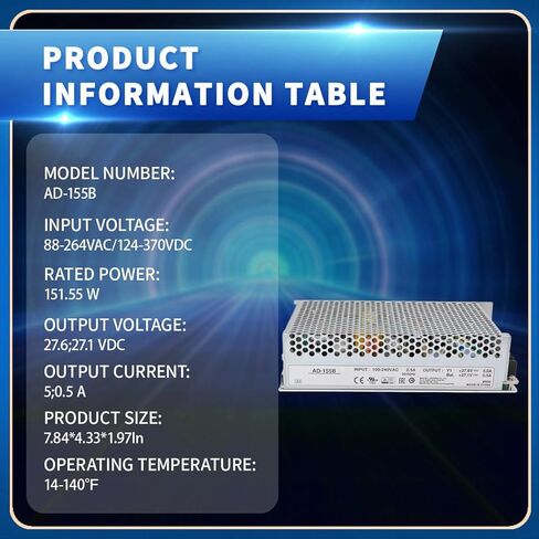 AD-155B 155W 27.6V 5A AC-DC Switching Power Supply with UPS Function & Battery Charger, 24V DC-UPS Dual Output PFC Power Module for Industrial Automation, Security Systems & Access Control in Kuwait