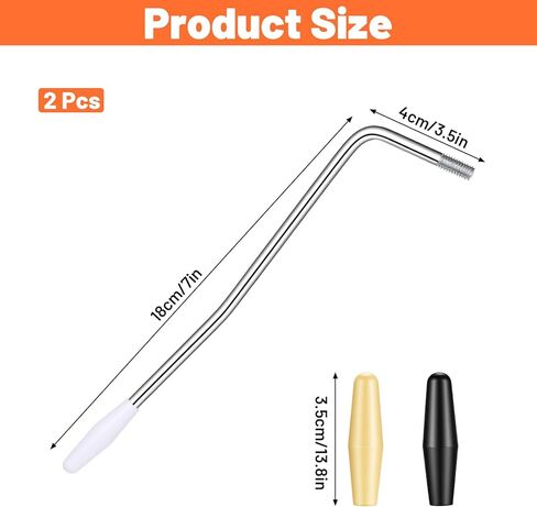 2Pcs 6mm Thread Tremolo Arm with 2 Rubber Sleeves, Silver Electric Guitar Tremolos Arm Thread, Whammy Bar with Tip for Electric Guitar Tremolos System in Saudi Arabia