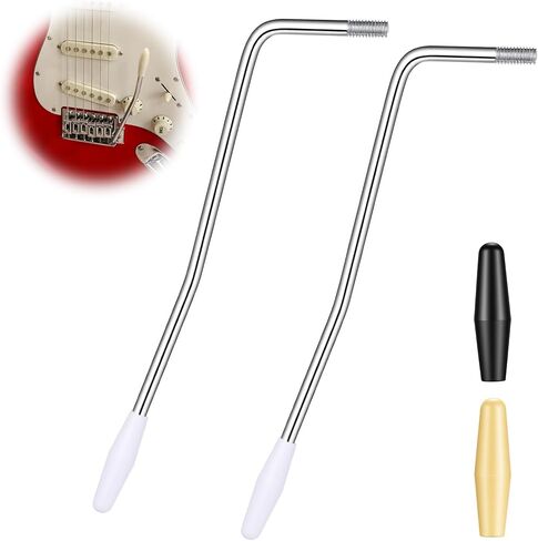 2Pcs 6mm Thread Tremolo Arm with 2 Rubber Sleeves, Silver Electric Guitar Tremolos Arm Thread, Whammy Bar with Tip for Electric Guitar Tremolos System in Saudi Arabia